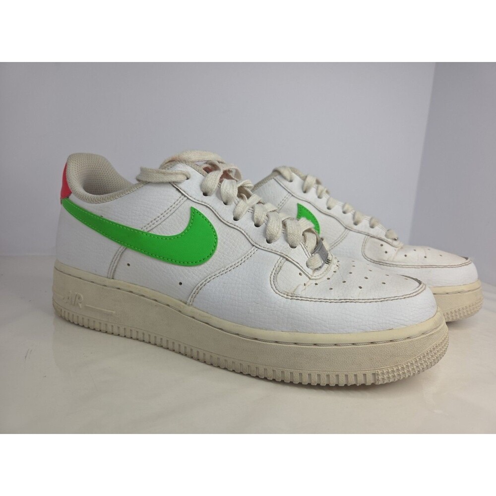 Nike Women's Air Force 1 White Leather Watermelon Green & Pink Detail Sz 8.5